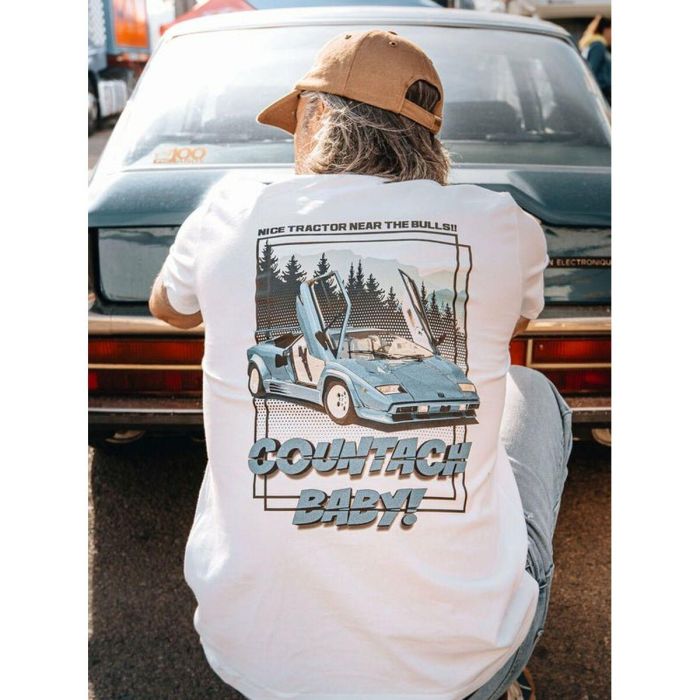 Radikal Revolution RKLCB104XL Camiseta 'Countach Baby!' Homenaje Lamborghini Countach Clásico V12 Blanca Talla XL 3