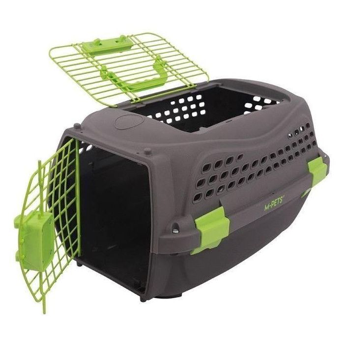 M.PETS Jaula de Transporte para Gatos ECO GIRO - Jaula de Plástico - Talla M - Gris 1 M.PETS Jaula de Transporte para Gatos ECO GIRO - Jaula de Plástico - Talla M - Gris 1