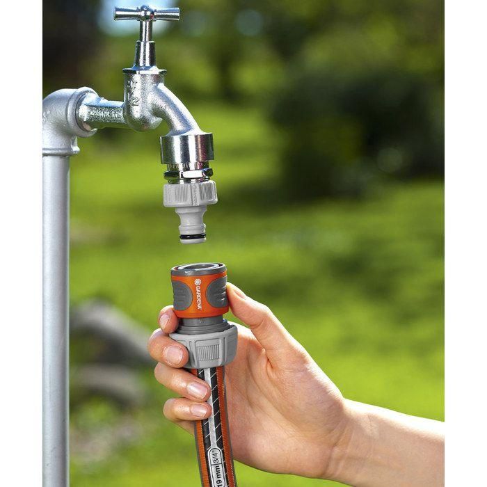 Gardena Conector rápido manguera 3/4", polipropileno, anti UV, anti hielo, gris/naranja 1 Gardena Conector rápido manguera 3/4", polipropileno, anti UV, anti hielo, gris/naranja 1