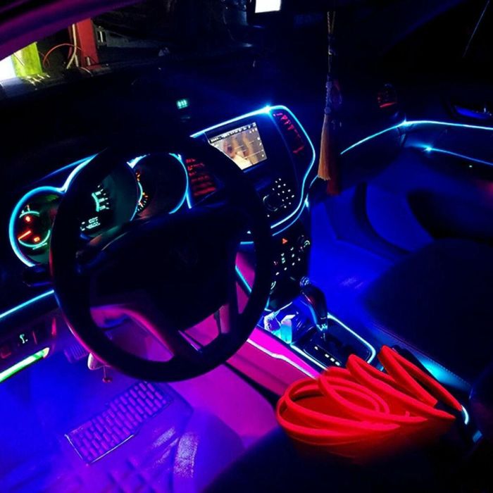 Occ Sport OCCLED01 Tira Alambre Neón Fibra Óptica Automóvil Rojo con USB 3 Metros 6
