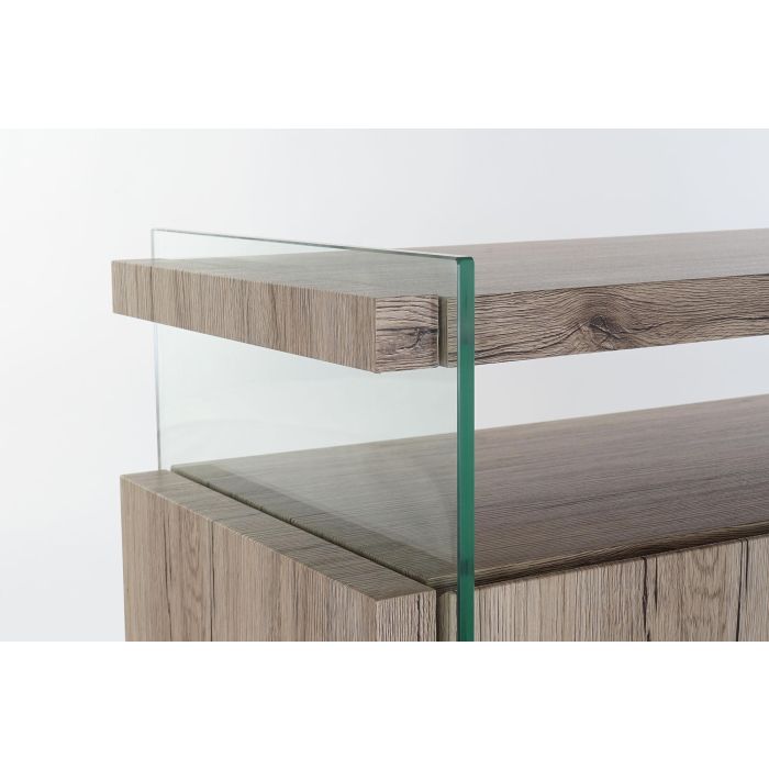 DKD Home Decor Aparador Moderno Natural de MDF y Cristal Templado 120x44x120 cm con 2 Puertas y 3 Estantes Desmontable 1 DKD Home Decor Aparador Moderno Natural de MDF y Cristal Templado 120x44x120 cm con 2 Puertas y 3 Estantes Desmontable 1
