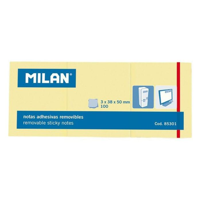 Notas Adhesivas Milan 3 in 1 Amarillo 38 x 50 mm (10 Unidades) 1 Notas Adhesivas Milan 3 in 1 Amarillo 38 x 50 mm (10 Unidades) 1