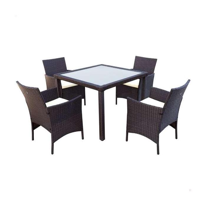 Conjunto de mesa (100x75 cm) + 4 sillas (60x61x84 cm) aktive