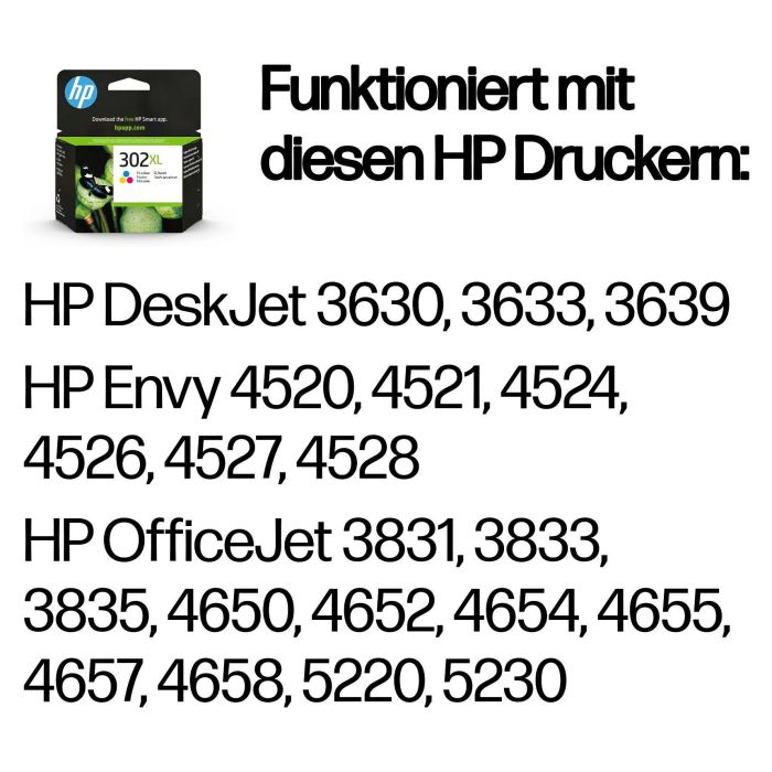 HP OfficeJet 3636/3830/3832/DeskJet 1110 All-in-One Nº302XL Cartucho Tricolor 1