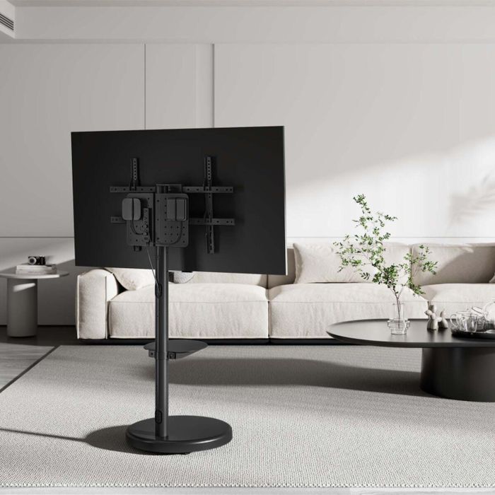 AISENS - SOPORTE DE SUELO CON RUEDA, BANDEJA PARA DVD PARA MONITOR/TV 50KG DE 37-86, NEGRO 1 AISENS - SOPORTE DE SUELO CON RUEDA, BANDEJA PARA DVD PARA MONITOR/TV 50KG DE 37-86, NEGRO 1