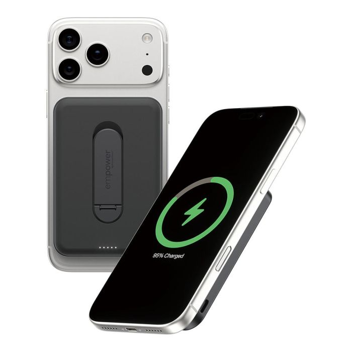 PanzerGlass Empower Bank w. Spin Stand - Banco de Potencia con Cargador Inalámbrico de 15W, 5000mAh, Color Negro Espacial 3