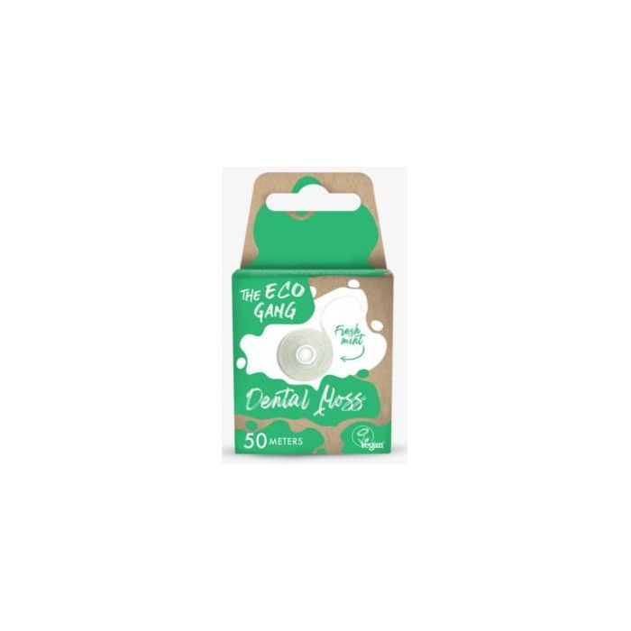 THE ECO GANG Hilo Dental Menta 50m Vegano Sostenible con Cortador Acero Inoxidable