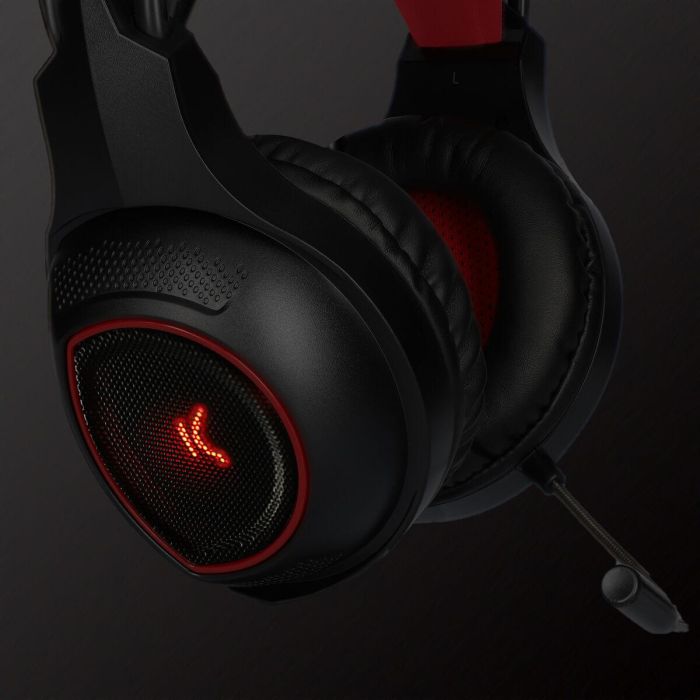 Auriculares con Micrófono Gaming KSIX Drakkar USB LED Negro Rojo 14