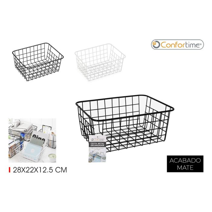 Cesta de metal organizadora Confortime 28x22x12.5 cm (12 Unidades)