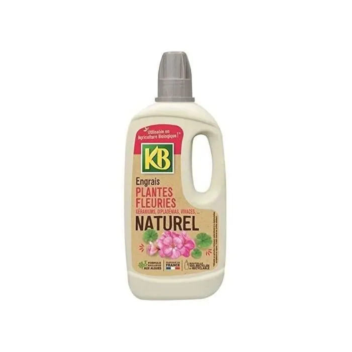 KB Fertilizante Líquido Natural para Plantas con Flores Geranios Dipladenias Perennes 1L 1