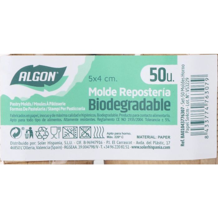 Set de 50 moldes para horno de papel 5x4 cm - Algon (36 Cajas) 9 Set de 50 moldes para horno de papel 5x4 cm - Algon (36 Cajas) 9