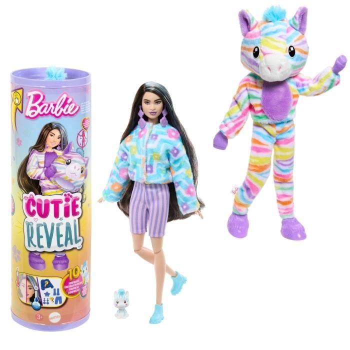 Barbie HRK39 Muñeca Cutie Reveal Sueños Colores Cebra con Disfraz Temático y Accesorios