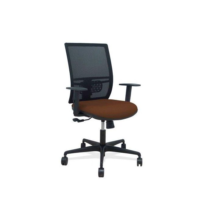 Silla Piqueras Y Crespo Yunquera Brazos Regulable Ergonomica Mecanismo Sincro Respaldo Malla Negra Asiento Tapizado Bali Marron Oscuro
