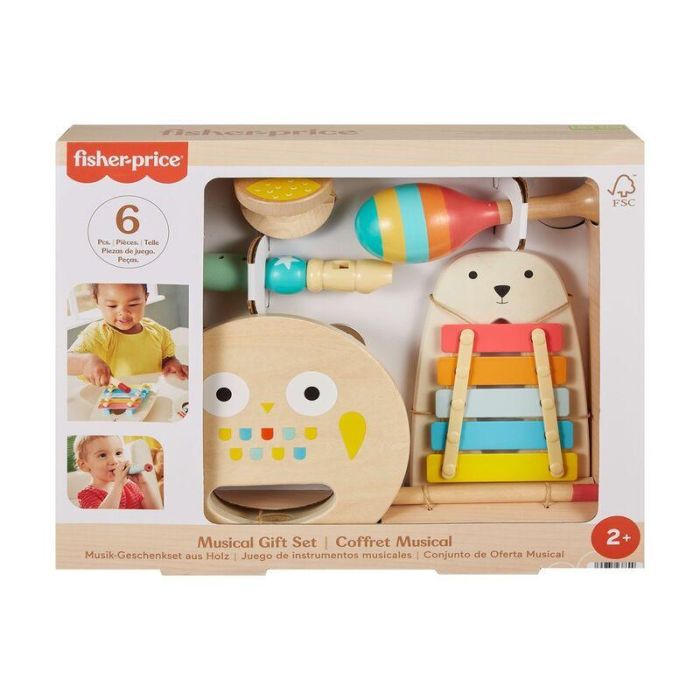 Kit Instrumentos Musicales de Madera para Niños +2 años | Xilófono, Maraca, Pandereta, Flauta, Castañuelas | Temática Animal Montessori