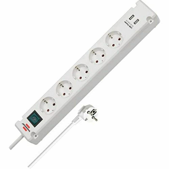 Regleta Enchufes 5 Tomas con Interruptor Brennenstuhl Bremounta 3600 W USB x 2 (3 m)
