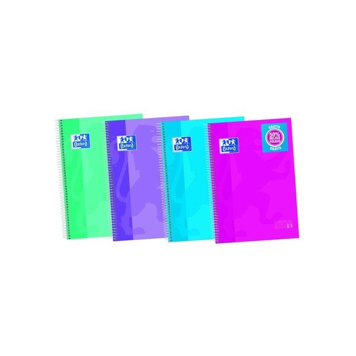 Bloc Oxford School Eu.Book 5 Micro.Tapa Extra A4+ 120H Cuadric.5X5 90G Surtido (Col. Tendencia) (50% Hjs Gratis) (Set de 5)