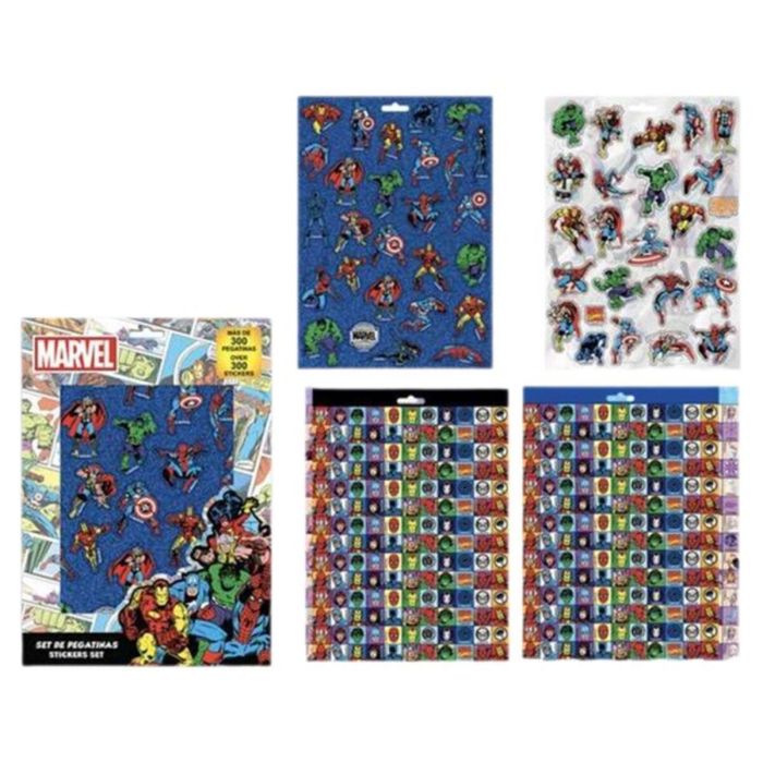 Cerdá Pack de Pegatinas Oficiales Marvel para Niños +3 Años - Medidas 18x25x0.1 cm - Diseño Predominante Azul