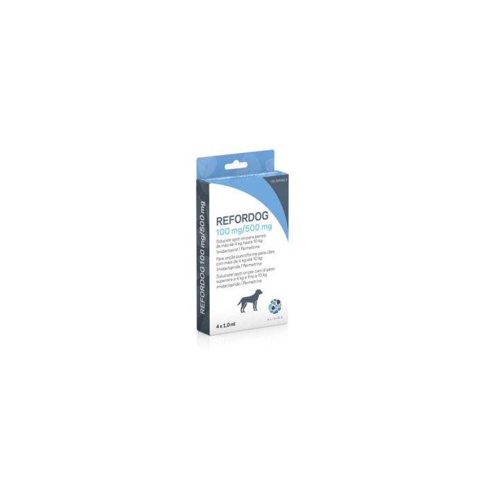 Refordog Spot-On Perro 4-10 kg, 100 mg-500 mg, 4 pipetas de 1 mL