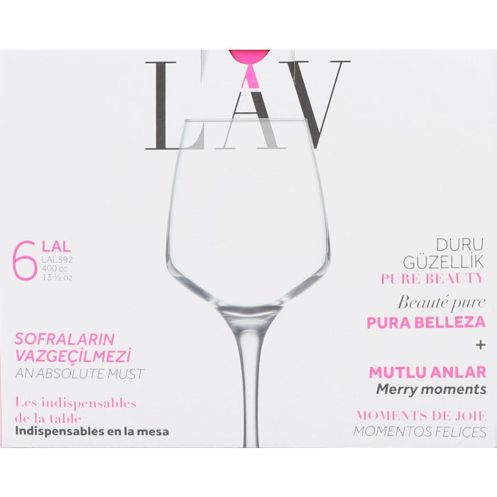 Lav Set 6 Copas Vino/Agua 400 cc Colección Lal (4 Cajas) 1