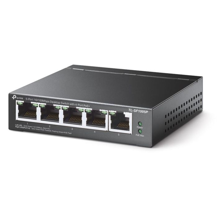 TP-Link TL-SF1005P Switch No Administrado Fast Ethernet 5 Puertos PoE Negro 1