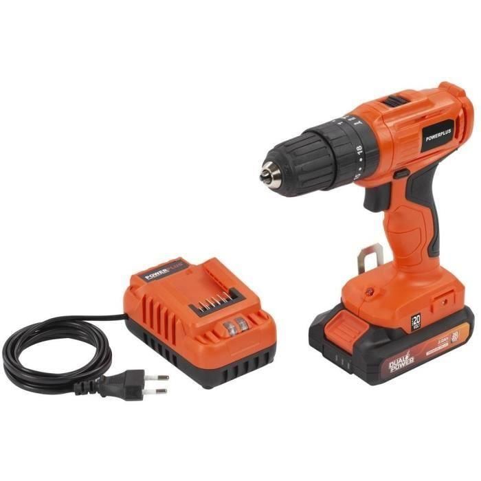 Taladro de impacto inalámbrico - Dual Power - POWDPO1110 - 3 en 1 - 20V - Con batería y cargador