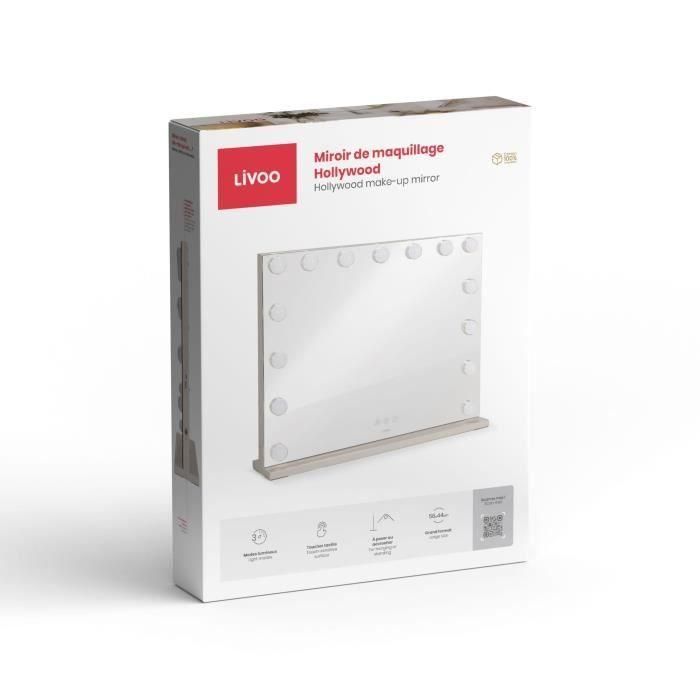 Livoo DOS207 Espejo de Maquillaje 56x44 cm con 15 LED y 3 Modos de Luz 3