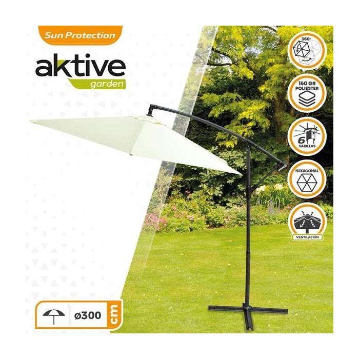 Parasol Aktive Crema 300 cm 4,2 cm Aluminio 4 Parasol Aktive Crema 300 cm 4,2 cm Aluminio 4
