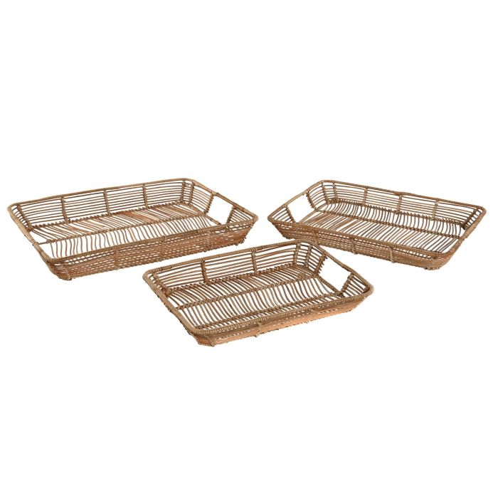 Bandeja Tropical DKD Home Decor Natural 32 x 6 x 44 cm Set de 3 3