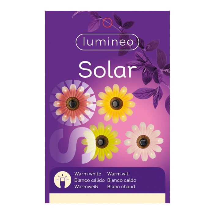 Lumineo Luz Solar Metálica Flor Ø14 x 4 cm Colores Surtidos Batería Incluida 6 Leds 5