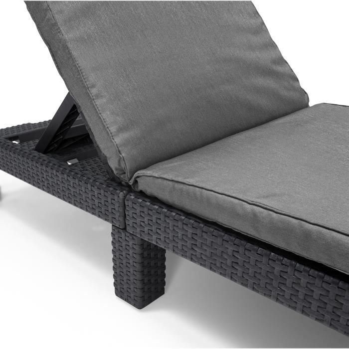 ALLIBERT Tumbona de Jardín Daytona De Luxe Imitación Resina Tejida 4 Posiciones con Cojín Gris Grafito 187x58x29cm 4 ALLIBERT Tumbona de Jardín Daytona De Luxe Imitación Resina Tejida 4 Posiciones con Cojín Gris Grafito 187x58x29cm 4
