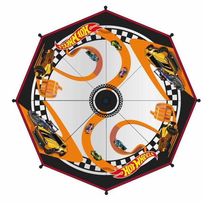 Hot Wheels Paraguas Manual Transparente de Burbuja 45 cm - Naranja con Diseño de Coches para Niños 3+ años, Perfecto para Días de Lluvia 1