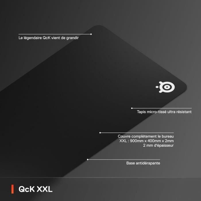 Alfombrilla de ratón para juegos - STEELSERIES - QCK XXL - Con superficie microtejida - 900 x 400 mm x 2 mm - Negra 2 Alfombrilla de ratón para juegos - STEELSERIES - QCK XXL - Con superficie microtejida - 900 x 400 mm x 2 mm - Negra 2