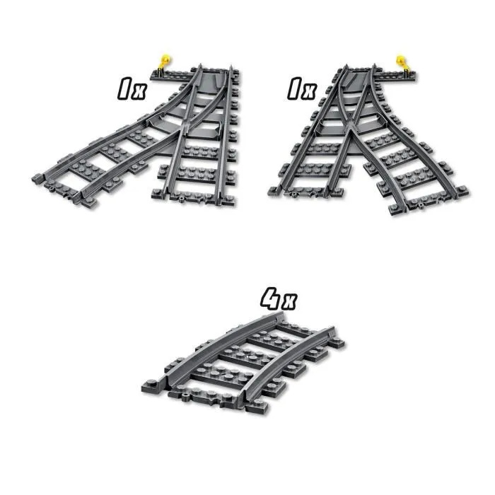 Lego 60238 Rieles de Tren City - Kit de Desvío Compatible con Todos los Trenes Lego