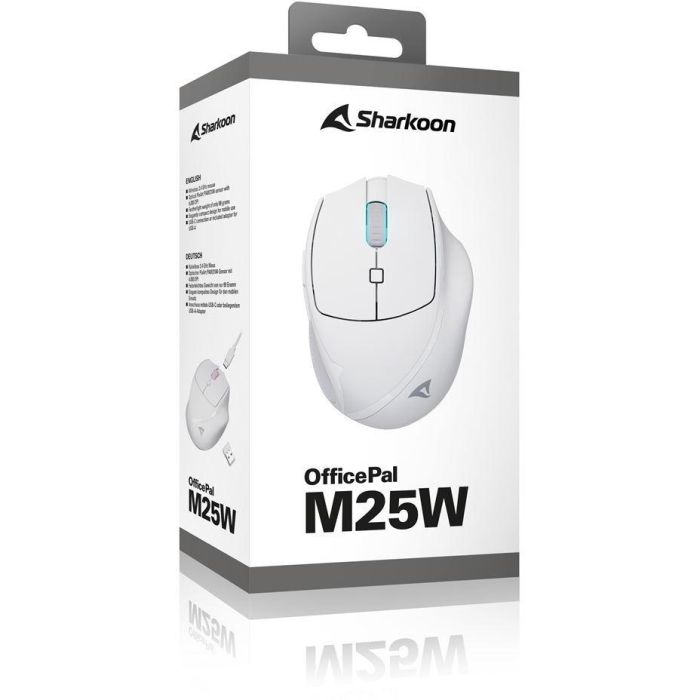Sharkoon OfficePal M25W Ratón Gaming Óptico Inalámbrico RF + Conexión USB-C 4000 DPI, 6 Botones, Mano Derecha, Iluminación Multi-color, Blanco 7