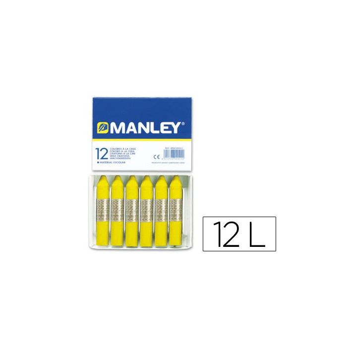 Manley Estuche De 12 Ceras 60 mm 2 Amarillo Limón