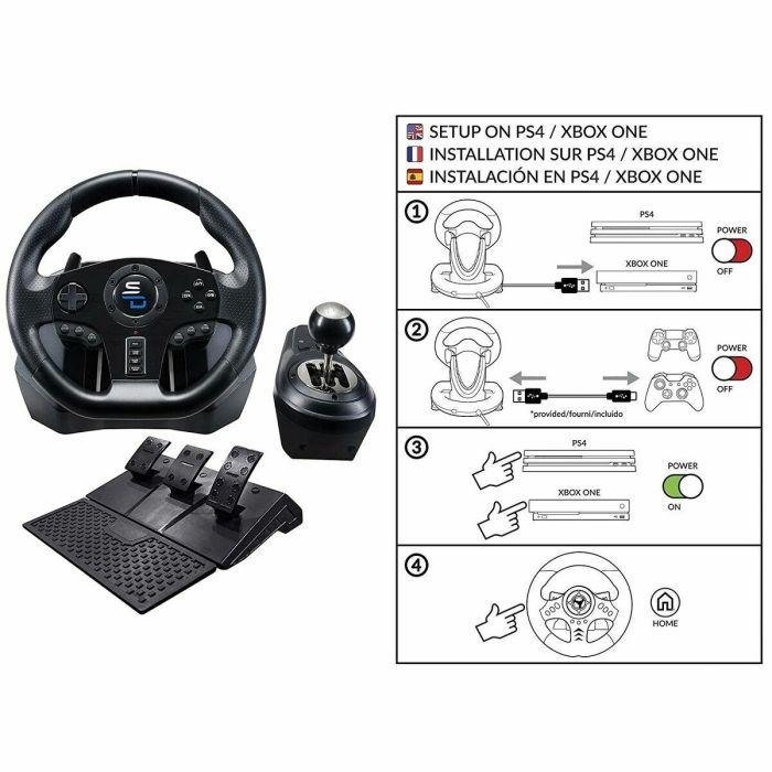Subsonic GS850-X Volante de carreras con cambio manual y 3 pedales, levas para PS4 / Xbox 11