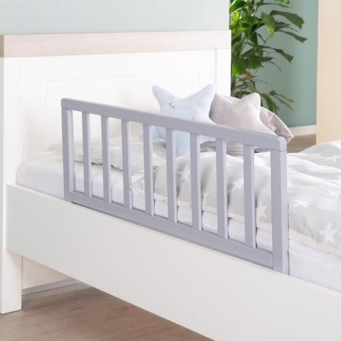 Barandilla de Cama de Madera 90 cm - ROBA - Protección Anticaída Segura para Bebés y Niños - De 18 Meses a 5 Años - Fácil Montaje - Gris 1