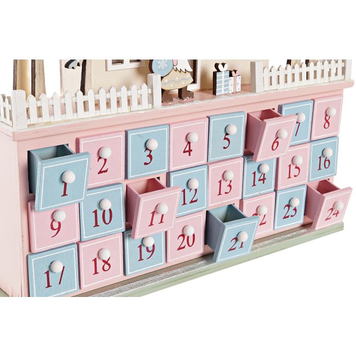 DKD Home Decor Calendario Adviento Navidad Fantasia Rojo Verde Madera Led 8 x 33 x 32 cm (2 Unidades) 3