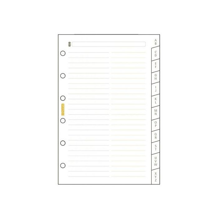 Recambio Agenda Finocam C375 Classic 603 79X127 Indice Cartulina A-Z 12 Pest.