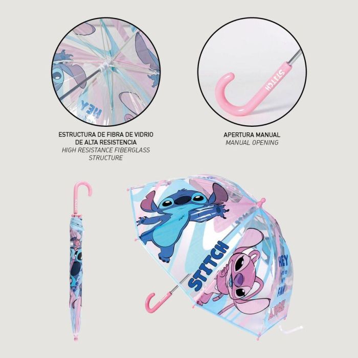 Cerdá Paraguas Manual de Burbuja Transparente Stitch Azul para Niños +3 Años 3 Cerdá Paraguas Manual de Burbuja Transparente Stitch Azul para Niños +3 Años 3