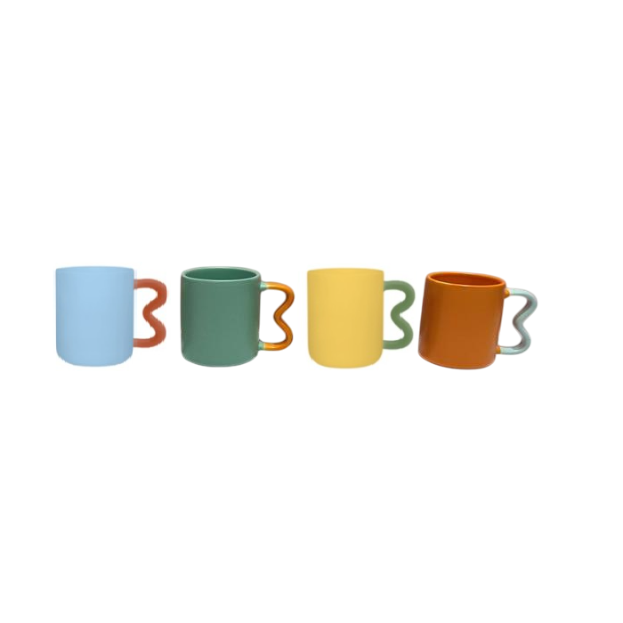 DKD Home Decor Taza Moderna Lila Turquesa Porcelana y New Bone Apta Microondas y Lavavajillas 5 x 6.6 x 5.2 cm (24 Unidades) 110ml