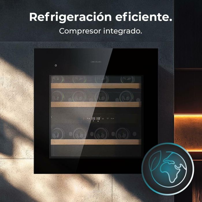 Cecotec Vinoteca integrable 36 botellas Duo 36000 Touch doble zona negro cristal LED 2