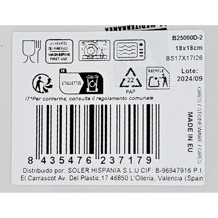 La Mediterranea Bol Barroc Elite Brillo 18 cm x 18 cm x 5 cm (24 Unidades) 1