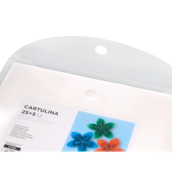 Cartulina Liderpapel A4 180 gr-M2 Blanco Paquete De 25+5 Hojas En Carpeta Dossier Transparente Con Cierre Velcro 4