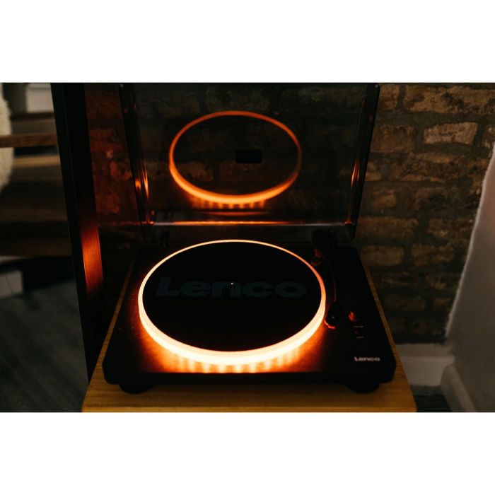 Lenco LS-50LED LS-50LEDBK Tocadiscos de Tracción por Correa Manual Negro con Altavoces y Preamplificador, 33/45/78 RPM 2