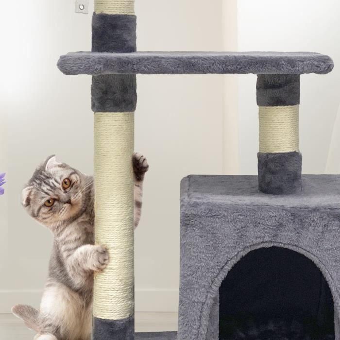 Árbol para Gatos AMAPOLA ALC07 - Nicho, rascador y pelota de juego - Gris - 50x30x80cm 3