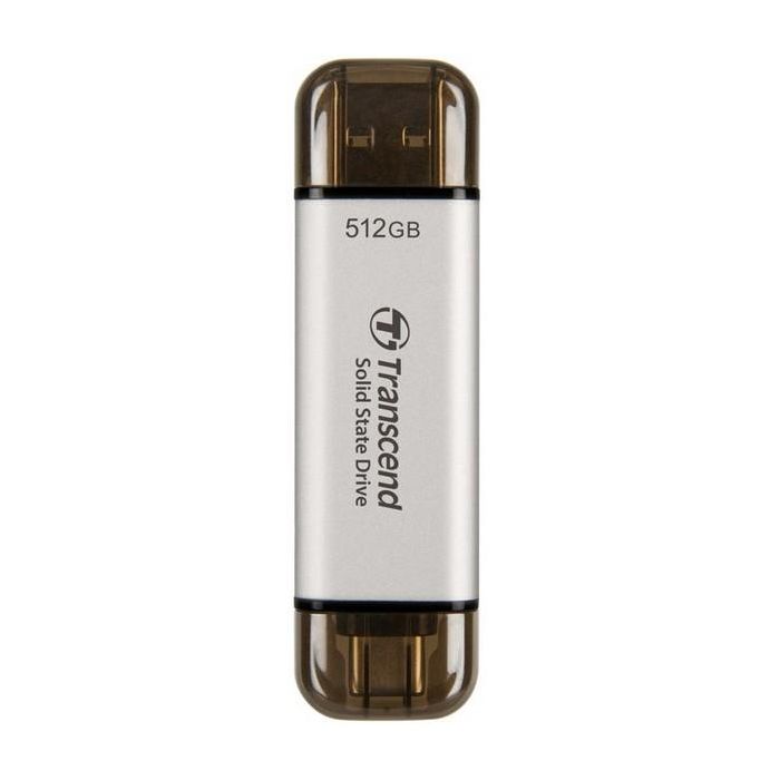 Transcend ESD310S SSD Externo 512GB USB 10Gbps Tipo C/A Plata 3D NAND Lectura 1050 MB/s Escritura 950 MB/s