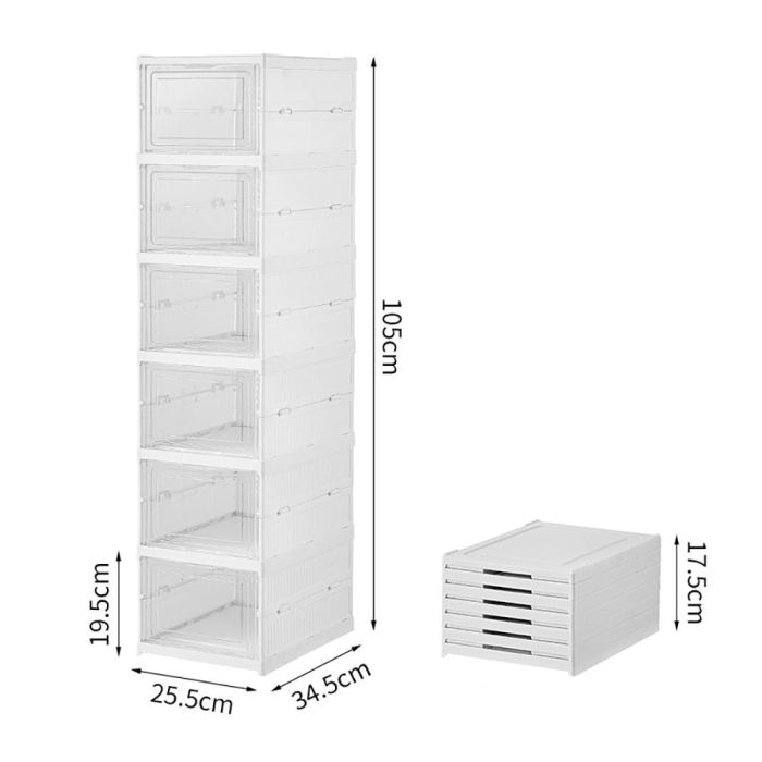 Zapatero plegable, 6 pares, blanco, 25,5 x 34,5 x 105 cm 3 Zapatero plegable, 6 pares, blanco, 25,5 x 34,5 x 105 cm 3