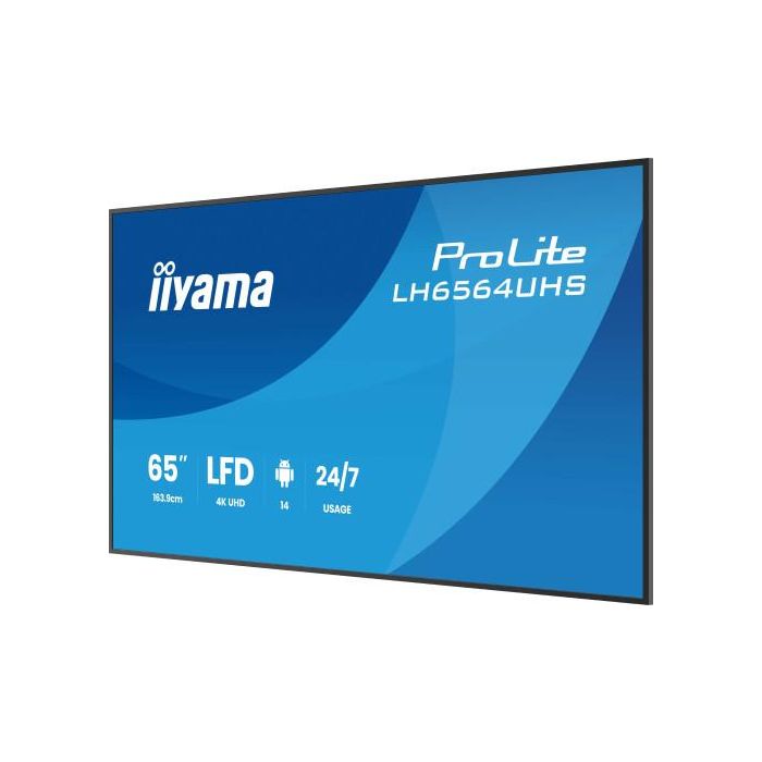 Iiyama LH6564UHS-B1AG Monitor Profesional 65" 4K UHD VA 500cd/m² Android 14 Señalización Digital Iiyama LH6564UHS-B1AG Monitor Profesional 65" 4K UHD VA 500cd/m² Android 14 Señalización Digital