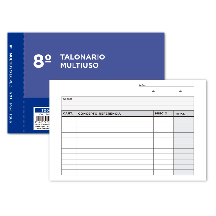 Liderpapel Talonario Multiusos Octavo Duplicado Apaisado Original y Copia 155 x 105 mm 0 Liderpapel Talonario Multiusos Octavo Duplicado Apaisado Original y Copia 155 x 105 mm 0